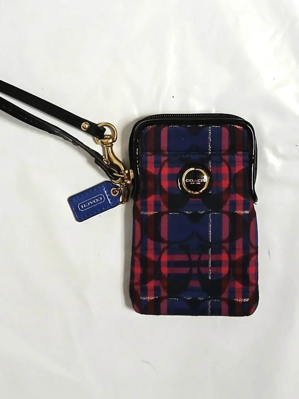 Vintage Y2K NWOT Coach Julia Tartan Plaid Universal ZIpper Wristlet Wallet